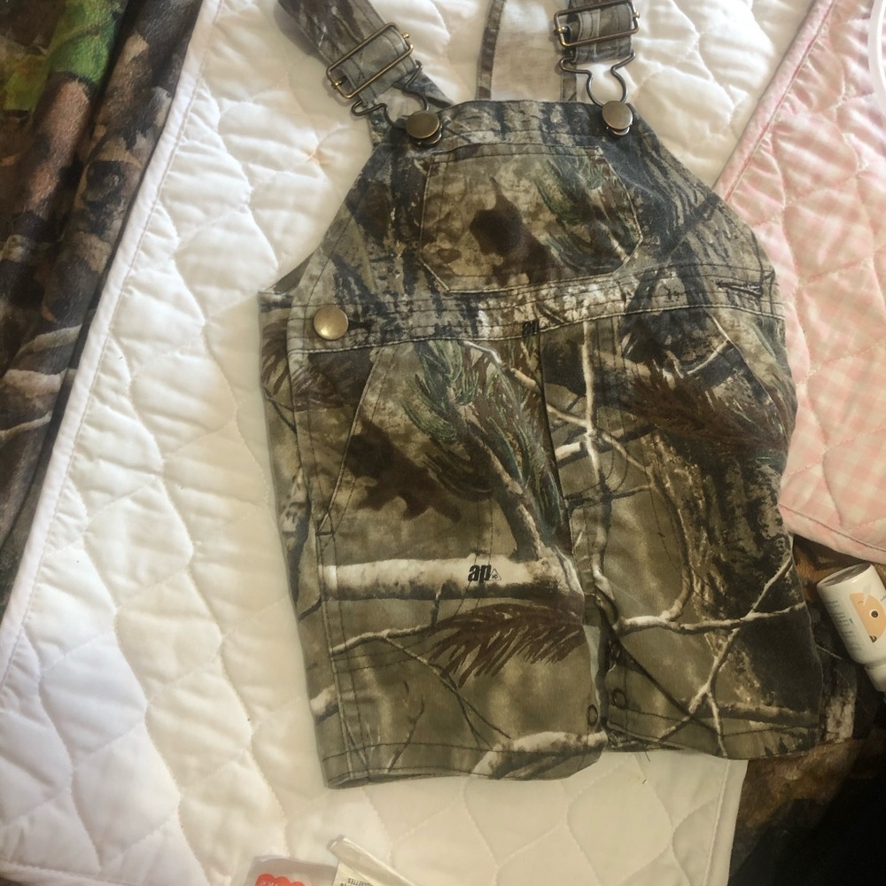 Camo baby overalls